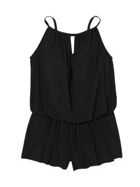 Aqua Green Womens XL Swimsuit Black Romper Pockets Adjustable Straps Swimwear